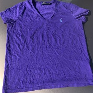 purple polo shirt